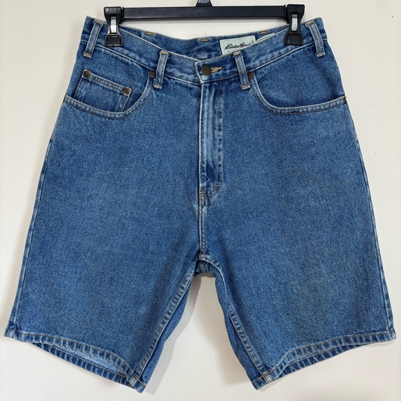 Eddie Bauer Vintage High Rise  9" Inseam Denim Blue Jean Shorts Size 31 - Picture 1 of 13